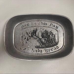 VINTAGE,‎ Silver Bread Pan, “ Give Us This Day, Our Daily Bread”, Made in USA